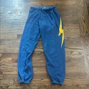 Aviator Nation Blue and Yellow Lightning Bolt Sweats